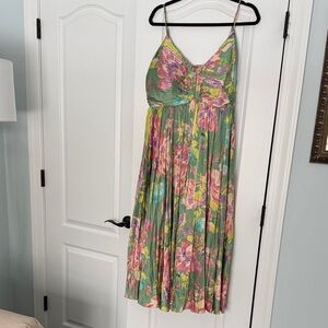 Astr Green and Pink Floral Maxi Dress